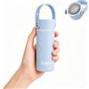 Exllena Borraccia piccola da 200 ml con manico in silicone regolabile, mini thermos con coperchio in acciaio inox, leggera e compatta, 100% a prova di perdite, ideale per viaggi, colore azzurro