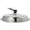 Garpotic Coperchio in acciaio inox e vetro per wok in ferro grande resistente al calore, design salvaspazio verticale per uso in cucina organizzato, compatibile con pentole da 30-42 cm (36 cm)