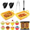 Aosiingarx Casseruola Airfryer in vetro con manici in silicone, 2 Teglia Vetro da Forno, Accessori Friggitrice ad Aria per Ninja AF400EU/AF500EU/DZ400EU, con manici in silicone *2, spazzola in silicone