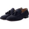 Giosal Mocassini Uomo con Nappine Scarpe Camoscio Eleganti Cerimonia Pelle Scamosciata Suola di Cuoio con Ovalino Antiscivolo Casual Vari Colori (41, Blu)