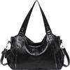 ccuzs Spacious Fashion Shoulder Bag, Large Capacity Tote Bag, Lightweight Stylish Working Bag for Women, PU Leather Tote Bags 14.96x11.42x4.92 for Shopping, Travel, Work (Dark Coffee, Black, Brown)