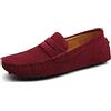 Jamron Uomo Pelle Scamosciata Penny Mocassini | Fodera in Pelle Traspirante, Tacco Piatto, Scarpe da Guida, Slip-On, Taglie Plus, Casual & Elegante