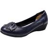 Jamron Donna Vera Pelle Scarpe Comode Suola Morbida Fiore Ballerine Tacco Basso a Zeppa Pumps Pantofole Blu SN070358 EU38.5
