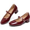 Hingswink Mary Jane Shoes - Décolleté con tacco basso, 5,1 cm, con cinturino alla caviglia regolabile, Shinny Winered, 38 EU