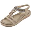 ZDQ Sandali Donna Estive Eleganti Bassi Comodi Basse Casual Bohémien Scarpe Beige 43 EU