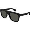 Gucci GG1570S 001 Occhiali da sole quadrati nero/grigio da uomo, nero, 57/18/145, Nero, 57/18/145