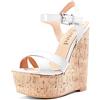 Saekcted Donna Alto High Zeppa Piattaforma Tacco Heel Aperte sulla Punta Cinturino alla Caviglia Sandali Slingback Cute Dress Scarpe 15 CM Heels Bianco 38 EU