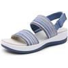 DREAM PAIRS Sandali da Trekking Donna Sandali Piatti Comodi Leggero con Zeppa Bassa e Plantare Morbido per Interni e Esterni,Size 40.5,Blu,DWUMFS2522