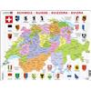 Larsen K43 Mappa politica della Svizzera, edizione Multilingue (Tedesco/Francese/Italiano), Puzzle Incorniciato con 70 pezzi