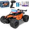 Joellfuner Macchina Telecomandata per Bambini, 2.4Ghz 1:16 Macchina Radiocomandata con Luce LED Quattro Colori, 20KM/H Monster Truck Telecomandato con marce alte e basse per bambini 3+ anni (Arancia)
