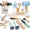 Masonbaby Set Parrucchiere Giocattolo in Legno, kit da salone alla moda, gioco di ruolo per bambini dai 3 anni in su Parrucchiera Giocattoli Regalo per Bambini