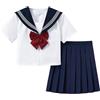 Generico Uniforme Alla Marinara Giapponese - Tradizionale Con Gonna A Pieghe | Uniforme Scolastica Cosplay da Marinaio - per Giovani Studenti Appassionati Feste Compleanno Ritrovi