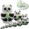 Vistnale Bambole che nidificano|Bambole che nidificano 1 set (10 pezzi) bambola matrioska dal design panda simpatico cartone animato con motivo in bambù russo in legno per bambini