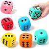 Dianfen Dadi colorati in schiuma di grandi dimensioni, 6 pezzi, cubi colorati in Eva, set di dadi da gioco, per giochi di matematica, lezioni, feste, giochi da tavolo (rosso, rosa, blu, giallo, arancione