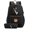 Huacaiyu Anime Haikyuu Zaino + Astuccio 2pcs Set Karasuno Cosplay Hinata Shoyo per Multifunzione Zaino da Viaggio Bookbag con serratura Daypack Borsa da Scuola Nero