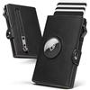 Manmaxim Portafoglio Uomo Airtag, Porta Carte di Credito Slim Uomo Portacarte Schermato RFID, Pop-Up Compatto Men's Air tag Wallet con Portamonete Capacità Porta Tessere per 9-12 Carte & 2 Finestra ID