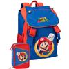 Clondo Set Scuola 2 Pezzi Per Super Mario Fan Zaino Scuola Elementare Bambino + Astuccio 3 Scomparti Completo (45 Accessori)
