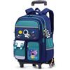 Amythe Zaino Trolley per Bambino Scuola Elementare con Pettorina, Blu