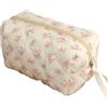 EWUHYFP 1 borsa for il trucco con cerniera, trapuntata e stampata a fiori, organizer for articoli da toeletta, grande viaggio for cosmetici(Pink)