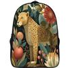 kaiyun Leopardo Zaino Fibbia Di Regolazione Zaini Jungle Leaves And Exotic Fiori Stampato in 3D Per Delle Scuole Elementari E Medie Borsa Da Scuola 16 inch
