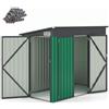 COSTWAY Capanno da Giardino 235 x 117 x 185 cm (Verde) | Casetta Porta Attrezzi da Esterno in Metallo Galvanizzato con 2 Porte e Tetto Inclinato, Ripostiglio per Cortile e Fattoria