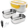 Spice Amarillo inox PLUS Scaldavivande portatile Lunch Box 40 W coperchio con guarnizione, Doppio Voltaggio Double Voltage 220V - 12V + 2 Vaschette Acciaio inox estraibili