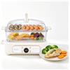 VEVOR Vaporiera Elettrica 6 Litri in Vetro 1200W Verdure Pesce Riso Carne, Cottura a Vapore per Alimenti, Frutti di Mare, Vaporiera con Programmi Preimpostati, 2 Vassoi Acciaio Inox, Colore Bianco