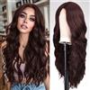 Creamily Parrucca lunga castana ondulata per donna, ondulata, parrucche lunghe, capelli sintetici, parrucca riccia per donna, parrucca castana, festa, cosplay, uso quotidiano, 26 pollici