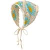 Wambere 1 bandana all'uncinetto, fascia per capelli, vintage, motivo floreale, stile rurale, sciarpa per capelli triangolare, per donne e ragazze, blu e bianco C