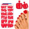 Ceboic 120 Pezzi Rosso Unghie Finte Piedi, Corte Quadrate Fake Toe Nails con Colla, Copertura Completa Acrilico French Tip Unghie Piedi per Donne Ragazze Manicure Salon, 12 Taglie