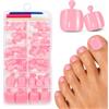 Ceboic 120 Pezzi Corte Quadrate Unghie Finte Piedi, Rosa Unghie Dei Piedi, Copertura Completa Acrilico French Fake Nails Tips Piedi, Naturali Colorate False Toenail per Donne Ragazze Manicure, 12 Taglie