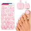 Ceboic 120 Pezzi Rosa Nudo Unghie Finte Piedi, Corte Quadrate Fake Toe Nails con Colla, Copertura Completa Acrilico French Tip Unghie Piedi per Donne Ragazze Manicure Salon, 12 Taglie