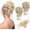 NUOGUAYI 2 Pezzi Chignon Finto per Capelli, Chignon Capelli Finti con Elastico, Chignon Riccio Finto per Capelli, Extension Capelli per Chignon, Elastico con Capelli Finti per Donne Ragazze Matrimoni (C)
