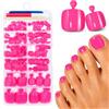 Ceboic 120 Pezzi Corte Quadrate Unghie Finte Piedi, Fucsia Unghie Dei Piedi, Copertura Completa Acrilico French Fake Nails Tips Piedi, Naturali Colorate False Toenail per Donne Ragazze Manicure, 12 Taglie