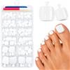 Ceboic 120 Pezzi Unghie Finte Piedi, Corte Quadrate Unghie Dei Piedi con Colla, Bianco Copertura Completa Acrilico French Fake Nails Tips Piedi per Donne Ragazze Manicure, 12 Taglie