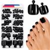Ceboic 120 Pezzi Unghie Finte Piedi, Corte Quadrate Unghie Dei Piedi con Colla, Nero Copertura Completa Acrilico French Fake Nails Tips Piedi per Donne Ragazze Manicure, 12 Taglie