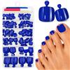 Ceboic 120 Pezzi Unghie Finte Piedi, Corte Quadrate Unghie Dei Piedi con Colla, Blu Copertura Completa Acrilico French Fake Nails Tips Piedi per Donne Ragazze Manicure, 12 Taglie