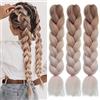 EMMOR Estensioni per Capelli Intrecciati Jumbo di 24 pollici/60cm in Fibra Sintetica ad Alta Temperatura, confezione da 3 pezzi per Trecce a Scatola Pre-Stirate Kanekalon (Ombre Marrone Chiaro)