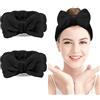 Gebell Confezione da 2 fasce per capelli da trucco, con fiocco, per donne, yoga, sport, morbida fascia per la cura della pelle, per doccia, lavaggio viso