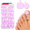 Ceboic 120 Pezzi Viola Chiaro Unghie Finte Piedi, Corte Quadrate False Toenail con Colla, Copertura Completa Acrilico French Tip Unghie Piedi per Donne Ragazze Manicure Salon, 12 Taglie