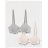 Amazon Essentials Reggiseno in Cotone Coppa Media Donna, Pacco da 2, Grigio Puntinato/Perla, 3E