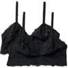 Amazon Essentials Bralette a Triangolo in Pizzo Elasticizzato Galloon Donna, Confezione da 2, Nero, L