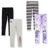 Amazon Essentials Disney | Marvel | Star Wars | Frozen | Princess Leggings Bambine e Ragazze, Pacco da 4, Black/Grey/Purple, Nightmare Sally, 9 Anni