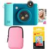 KODAK Smile+ 2-in-1 Fotocamera & Stampante Foto Bluetooth - Pacchetto Iniziale + Custodia Morbida + Carta Zink 20pz - 10MP - Blu