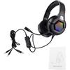 Vroomoto Cuffie da Gioco Microfono Omnidirezionale Illuminazione RGB Cuffie per PC per Smartphone Laptop Console Desktop Leggere (Nera)