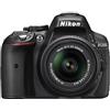 Nikon D5300 Kit Fotocamera Reflex, 18-55 mm VRII, Lega di Alluminio/Plastica, Obiettivi Inclusi 1, AF-S DX, Nero