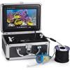 AMRTTWY Macchina fotografica subacquea, Fish Finder Da 7 Pollici 720P Fotocamera Pesca Subacquea 12 LED Bianchi + Lampada A Infrarossi Per Ghiaccio/mare/fiume, Scheda SD Impermeabile(20m)