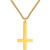PROSTEEL Collana Pendente Cindolo di Croce Inversa in Acciaio Inossidabile/Placcato Oro 18K, Catena Regolabile, Hip Hop Punk Rock, Oro (Confezione Regalo)