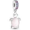 LaMenars Ciondolo con Tartaruga di Mare Rosa in Vetro di Murano per Braccialetti Ciondoli con Perline in Argento Sterling 925 con Cubico Anniversario Gioielli Regali per Donne