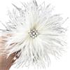 MZPOZB Spilla grande for capelli, decorazione vintage for abito da festa, spilla con piume di struzzo, accessorio natalizio(White)